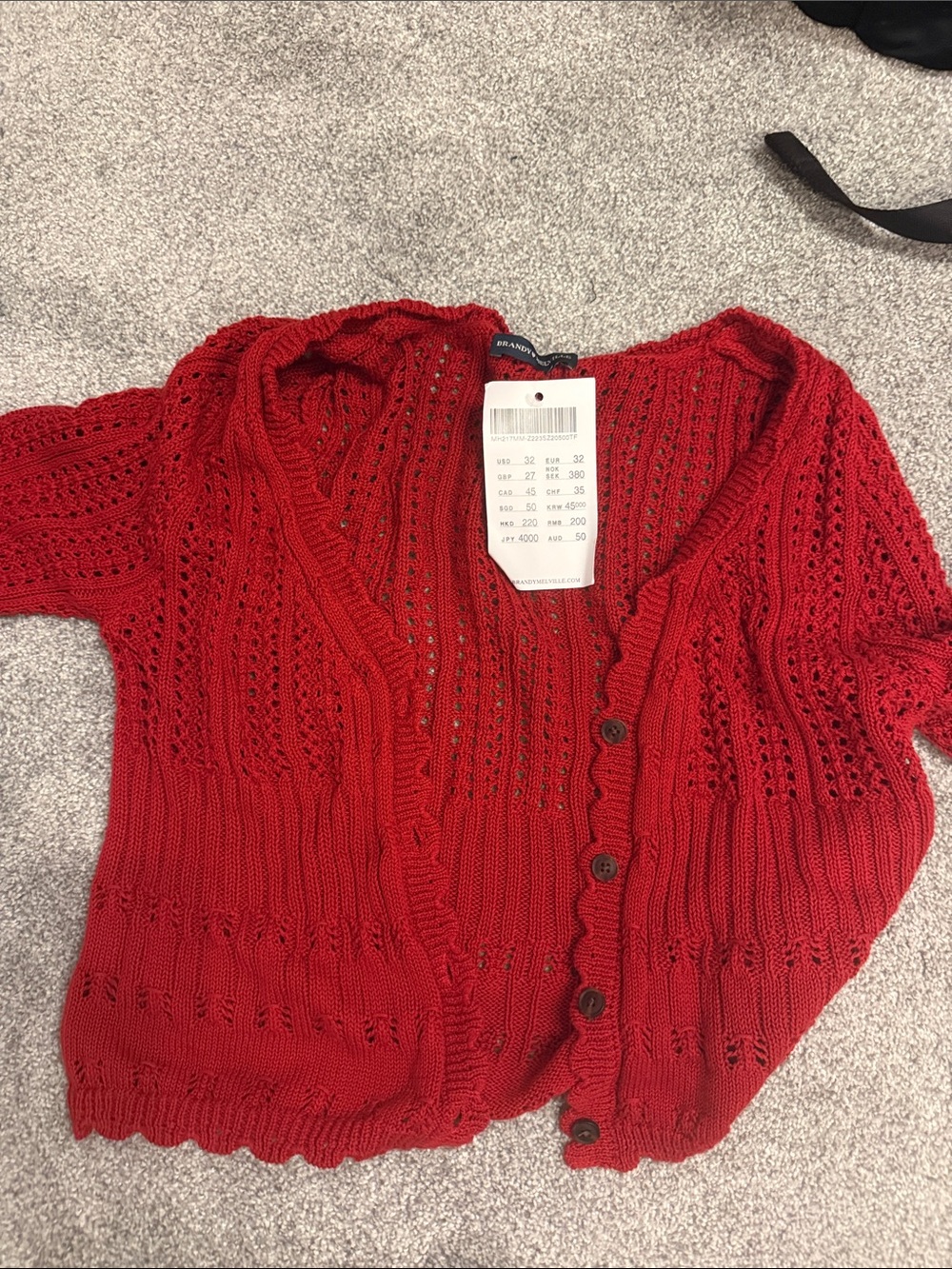 Brandy Melville Red Knit Button-Up Women’s Cardigan Sweater